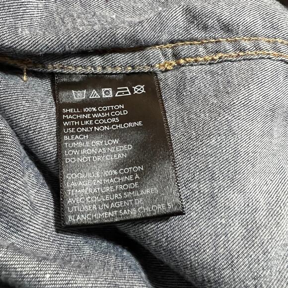 BDG Women's Mixed Media Plaid Flannel Denim Button Up Shirt Size Large Casual - Picture 5 of 9